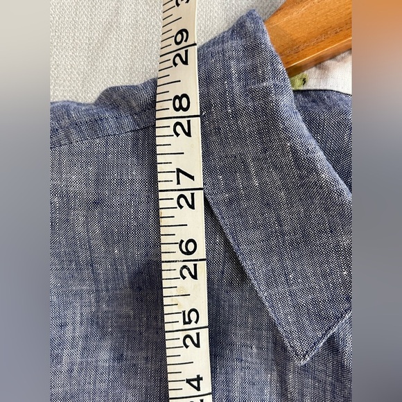Chicos No Iron. 100% Linen Chambray Blue Shirt Top 3/4 Sleeves Size 1/10 - Picture 10 of 13